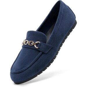 Dream Pairs Women Navy Faux Suede Lightweight Arch Support Slip On Flat Loafers
